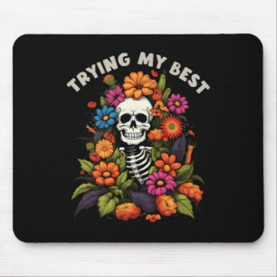 Grappige Halloween Skeleton Flowers Proberen Mijn Muismat