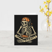 Grappige Halloween Skeleton Gamer Video Gaming Boy Kaart (Gele Bloem)