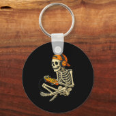 Grappige Halloween Skeleton Gamer Video Gaming Boy Sleutelhanger (Voorkant)