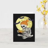 Grappige Halloween Skeleton Gamer Videogames Jonge Kaart (Gele Bloem)