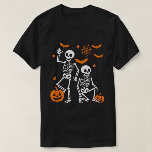 Grappige Halloween Skeleton Pumpkins T-shirt (Design voorkant)