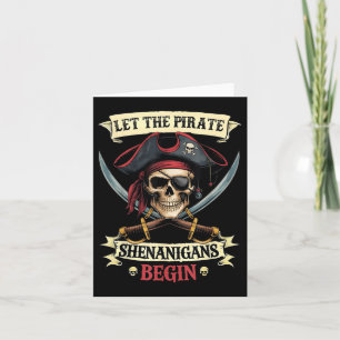 Grappige Halloween Skull Laat De Pirate Shenanigan Kaart
