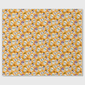 Grappige Halloween Skulls op Oranje Patroon Cadeaupapier (Vlak)