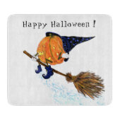 Grappige Halloween snijplank heks pompoen vliegen (Voorkant)