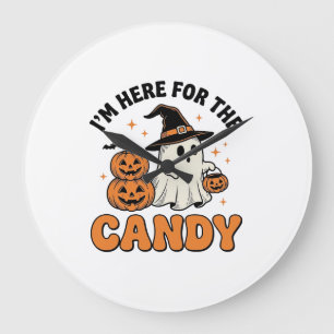 Grappige Halloween Snoep Geest Pompoen Vintage Ont Grote Klok