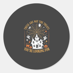 Grappige Halloween-snoepjes Spookhuisontwerp_ Ronde Sticker