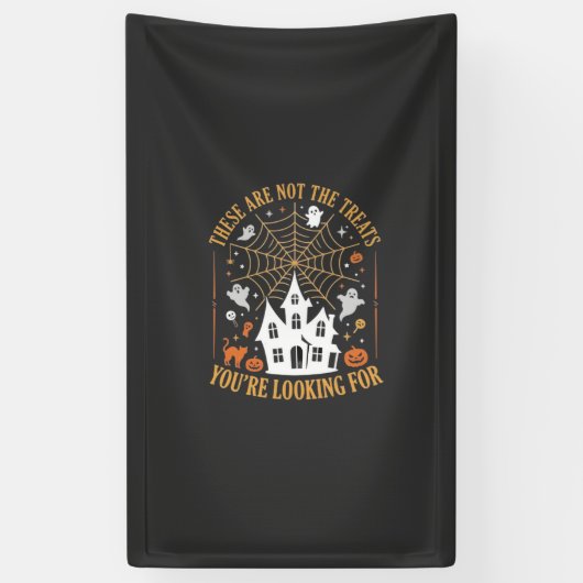 Grappige Halloween-snoepjes Spookhuisontwerp_ Spandoek (Verticaal)