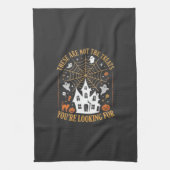 Grappige Halloween-snoepjes Spookhuisontwerp_ Theedoek (Verticaal)