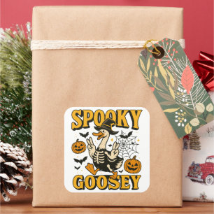 Grappige Halloween Spetterende Gans in Kostuum Vierkante Sticker