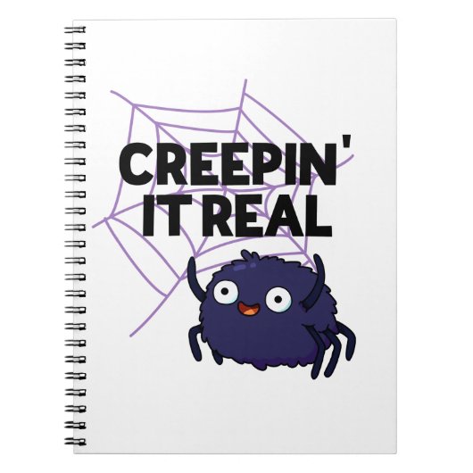 Grappige Halloween-spinnengrap 'Creepin It Real' Notitieboek (Voorkant)