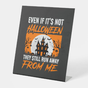 Grappige Halloween Spokenhuis Citaat Grafisch Reclamebord Met Voetstuk