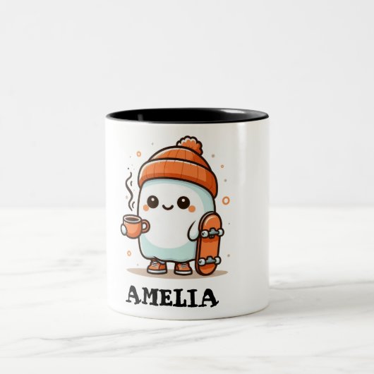 Grappige Halloween Spook Ghost Mok Skateboard Koff (Center)