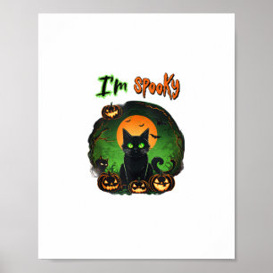 Grappige Halloween Spooky Black Cat Pumpkin Bat St Poster