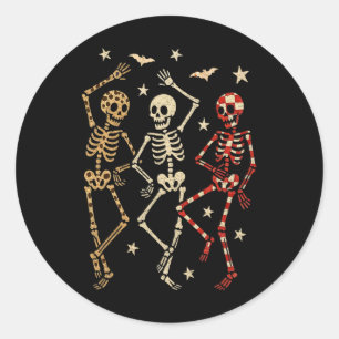 Grappige Halloween Spooky Botten Skull Dancing Gif Ronde Sticker