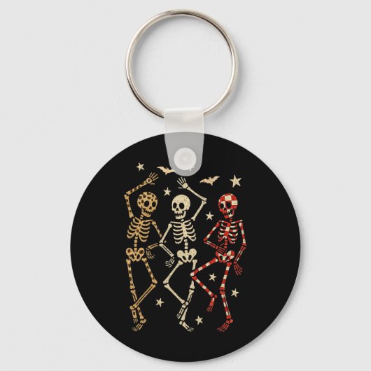 Grappige Halloween Spooky Botten Skull Dancing Gif Sleutelhanger (Voorkant)