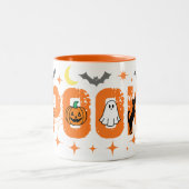 Grappige Halloween Spooky Time Tweekleurige Koffiemok (Center)