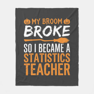 Grappige Halloween-statistieken Onderwijzer Bezemo Fleece Deken