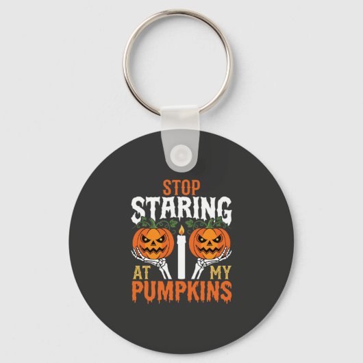 Grappige Halloween Stop met staren naar Mijn Pompo Sleutelhanger (Voorkant)
