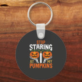 Grappige Halloween Stop met staren naar Mijn Pompo Sleutelhanger (Voorkant)
