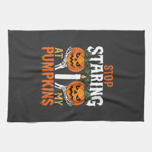 Grappige Halloween Stop met staren naar mijn pompo Theedoek