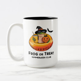 Grappige Halloween Summerween Vibe Kikker Dier Mem Tweekleurige Koffiemok