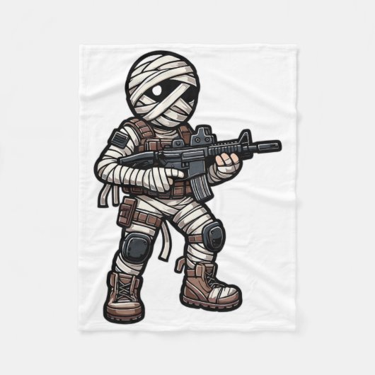 Grappige Halloween Tactical Mummy Army Mannen Vete Fleece Deken (Voorkant)