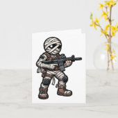 Grappige Halloween Tactical Mummy Army Mannen Vete Kaart (Gele Bloem)