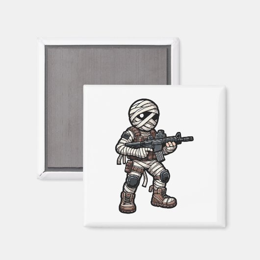 Grappige Halloween Tactical Mummy Army Mannen Vete Magneet (Voorkant / Achterkant)