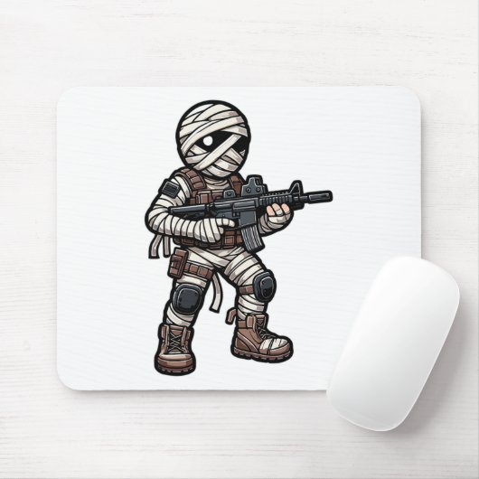 Grappige Halloween Tactical Mummy Army Mannen Vete Muismat (Met muis)