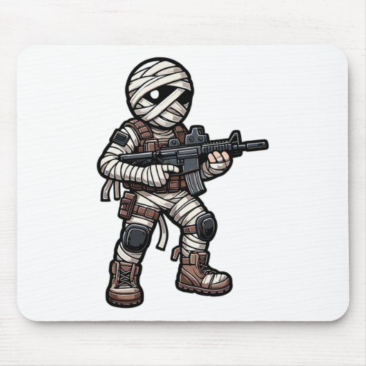 Grappige Halloween Tactical Mummy Army Mannen Vete Muismat (Voorkant)