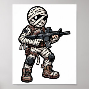 Grappige Halloween Tactical Mummy Army Mannen Vete Poster