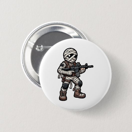 Grappige Halloween Tactical Mummy Army Mannen Vete Ronde Button 5,7 Cm (Voorkant /achterkant)
