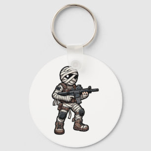 Grappige Halloween Tactical Mummy Army Mannen Vete Sleutelhanger