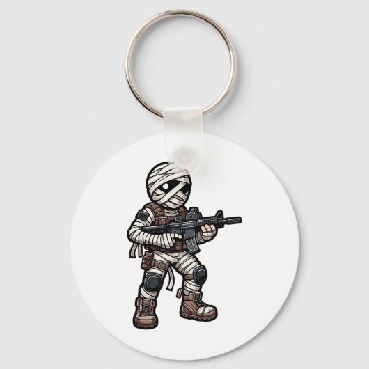Grappige Halloween Tactical Mummy Army Mannen Vete Sleutelhanger (Voorkant)