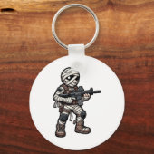 Grappige Halloween Tactical Mummy Army Mannen Vete Sleutelhanger (Voorkant)