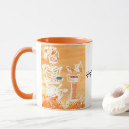 Grappige Halloween Tea Skele-ton Bat Crazy Cup Mok