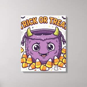 Grappige Halloween Trick or Treat Canvas Afdruk
