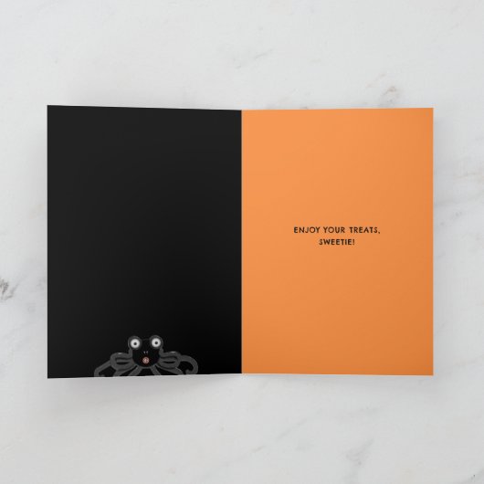 Grappige Halloween Trick-or-Treating Spider Kaart (Binnen)