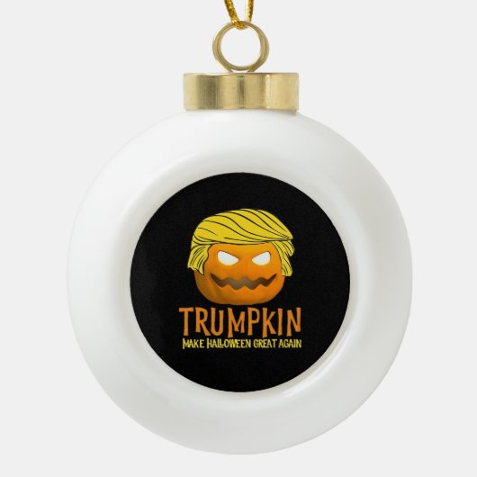 Grappige Halloween Trumpkin Keramische Bal Ornament (Voorkant)
