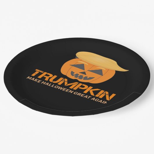 Grappige Halloween Trumpkin - Maak Halloween Great Papieren Bordje (Gekanteld)