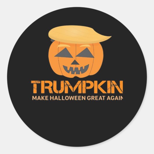 Grappige Halloween Trumpkin - Maak Halloween Great Ronde Sticker (Voorkant)