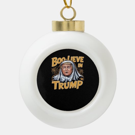 Grappige Halloween Trumpkin maken Halloween Great  Keramische Bal Ornament (Voorkant)