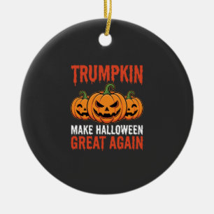 Grappige Halloween Trumpkin Pompoen Parodie Keramisch Ornament