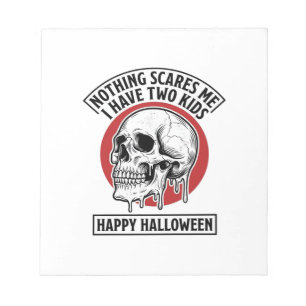 Grappige Halloween Twee Kinderen Schedel Shirt Ont Notitieblok
