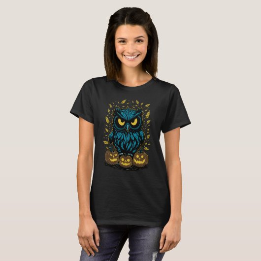 Grappige Halloween Uil T-shirt (Voorkant volledig)
