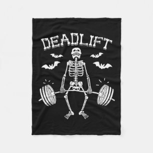 Grappige Halloween-uitspraak Skelet Barbell Gym Wo Fleece Deken