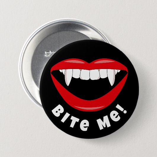 Grappige Halloween Vampier Fangs Bijt Mij Ronde Button 7,6 Cm (Voorkant /achterkant)