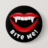 Grappige Halloween Vampier Fangs Bijt Mij Ronde Button 7,6 Cm (Voorkant)
