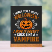 Grappige Halloween Vampier Pompoen Acryl Bord (Neutraal)