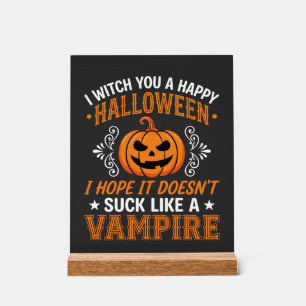 Grappige Halloween Vampier Pompoen Acryl Bord